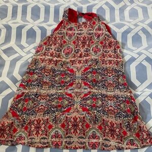 Elegant Red Patterned Mini Dress